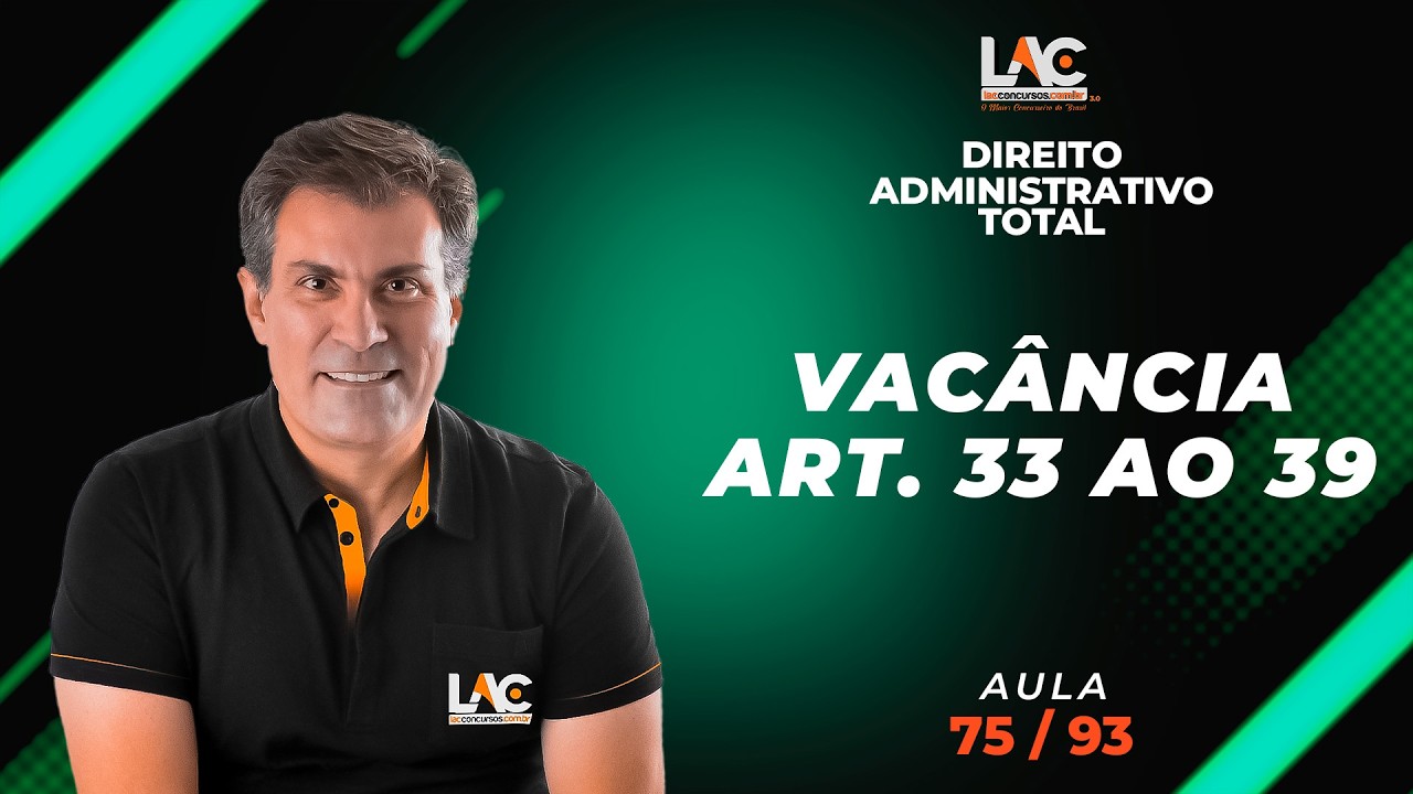 Direito Administrativo Total - Vacância - Art. 33 ao 39  [75/93]