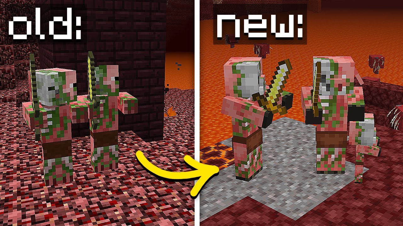 old vs new nether in minecraft
