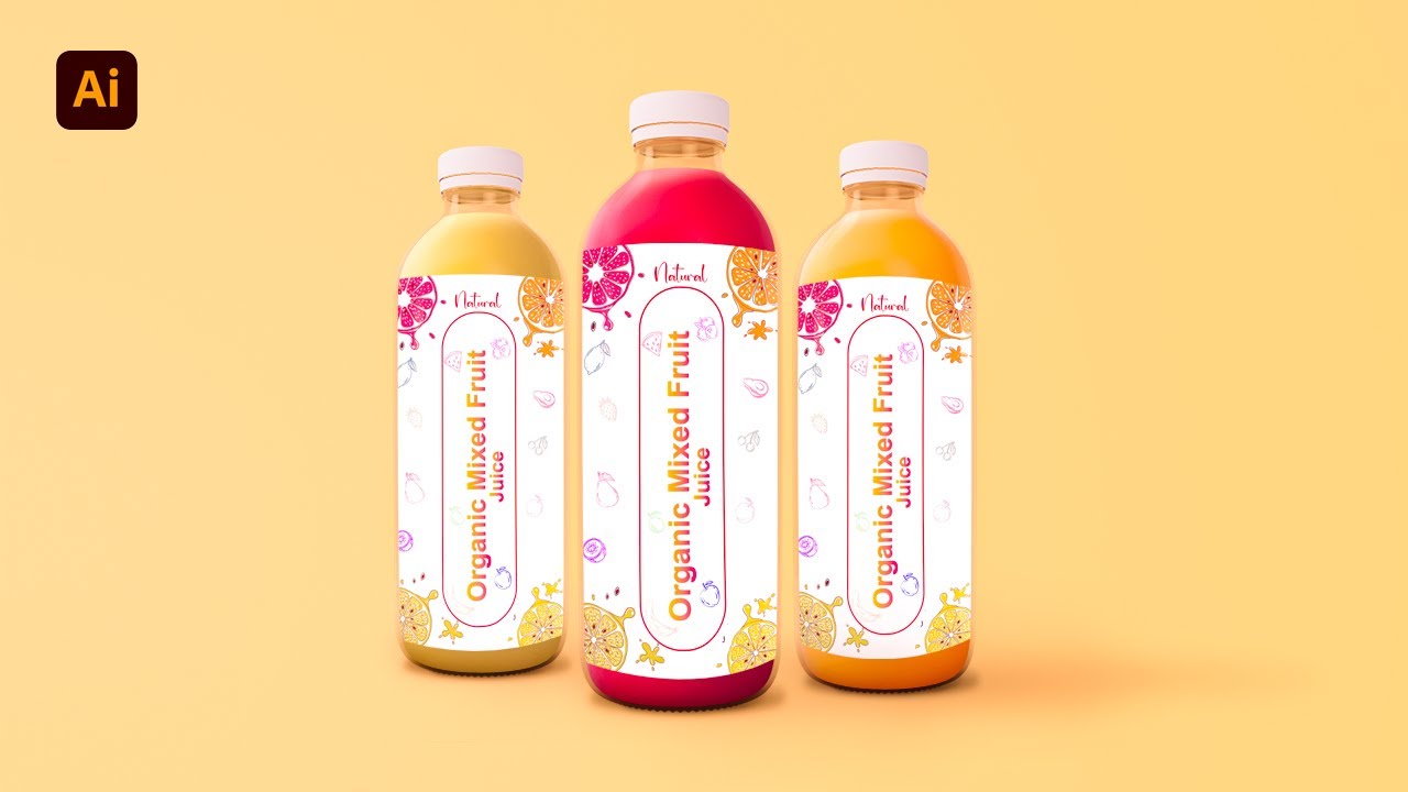 Packaging Design in Adobe Illustrator | How To Create Juice Bottle Label Design