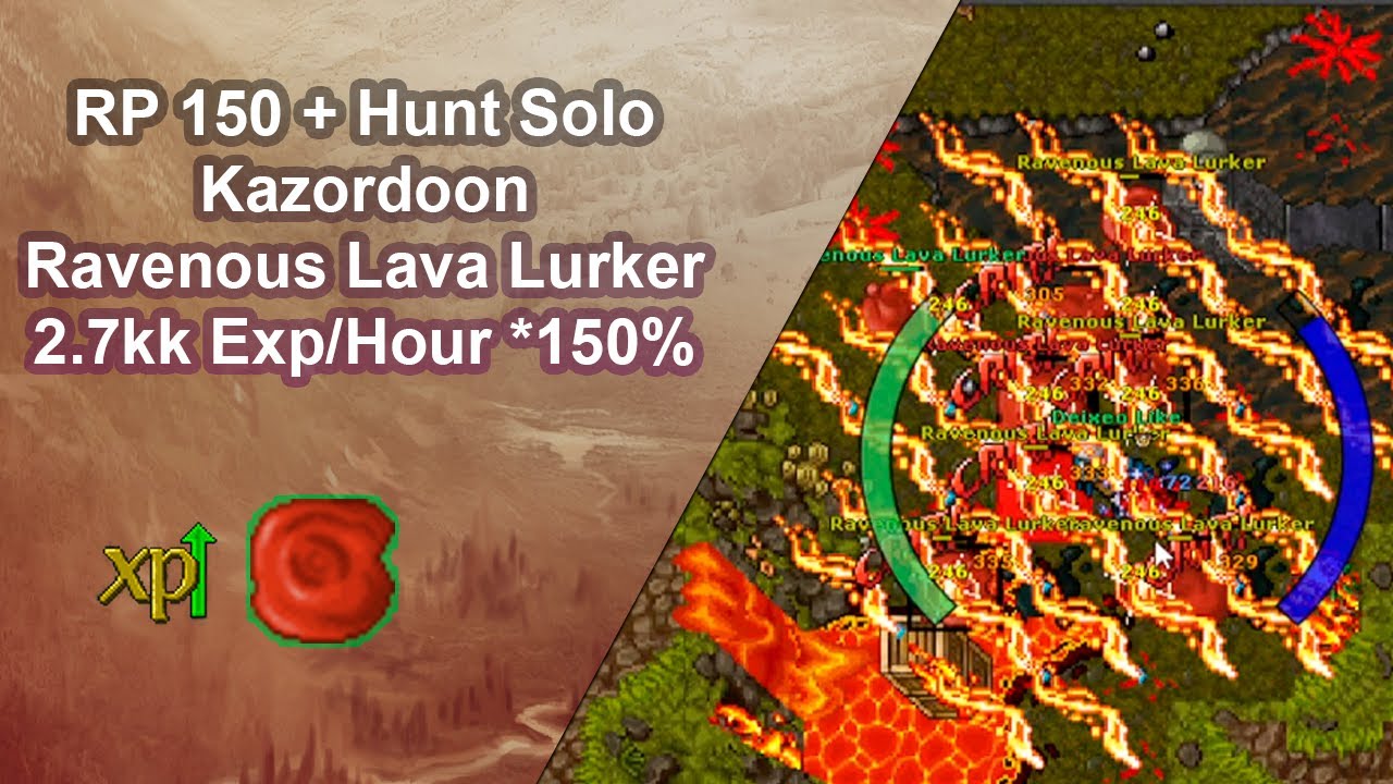 Tibia Royal Paladin 223 (150+) Solo Hunt / Kazordoon Ravenous Lava Lurker / 2.7kk Exp/Hour *150%