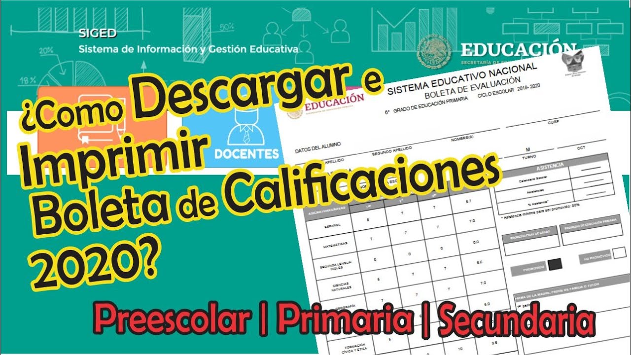 Como Descargar e Imprimir Boleta de Calificaciones 2020 | SEP | SIGED | EN LINEA