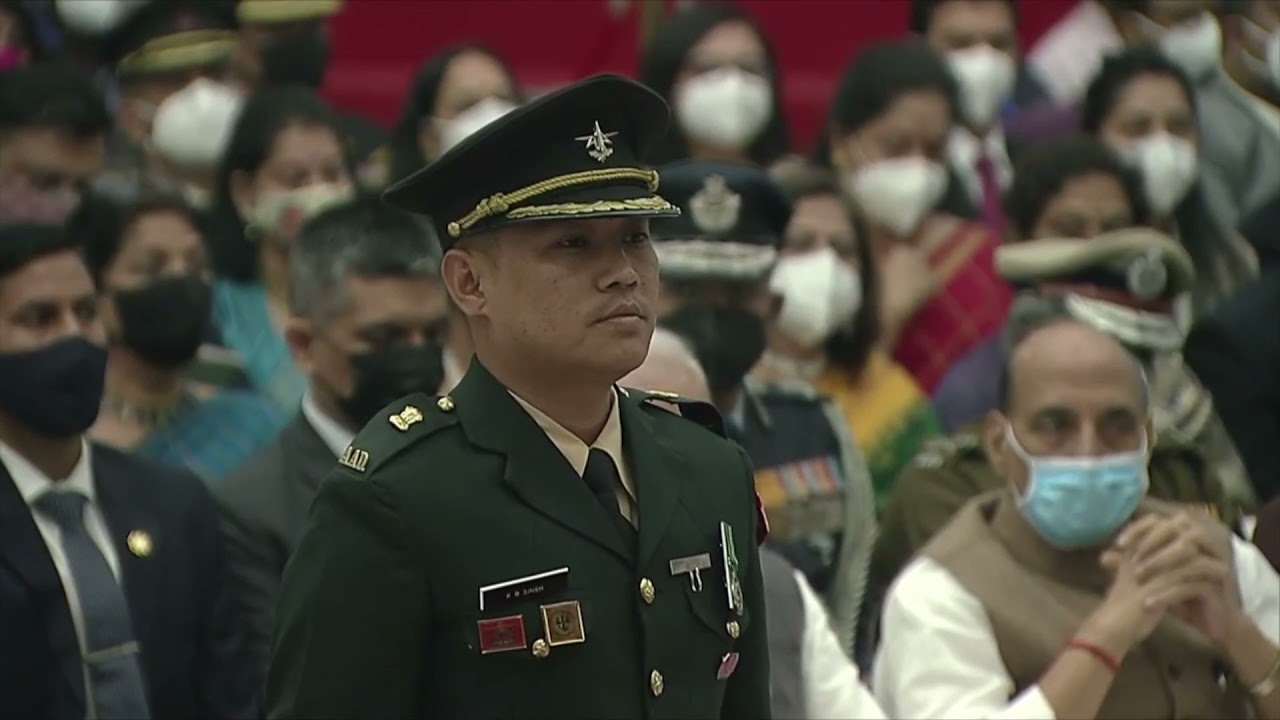 President Kovind presents Shaurya Chakra to Major Konjengbam Bijendra Singh, Assam Rifles