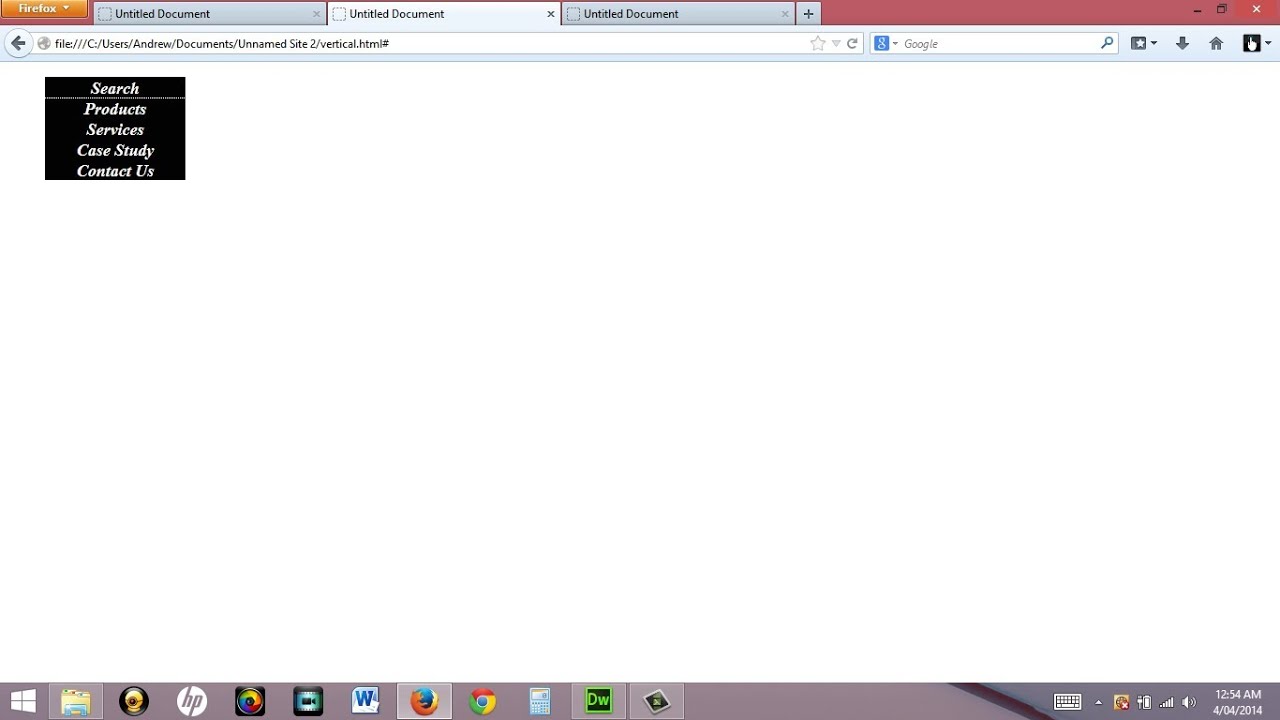 How to create a Vertical Navigation Bar in Dreamweaver Creative Cloud