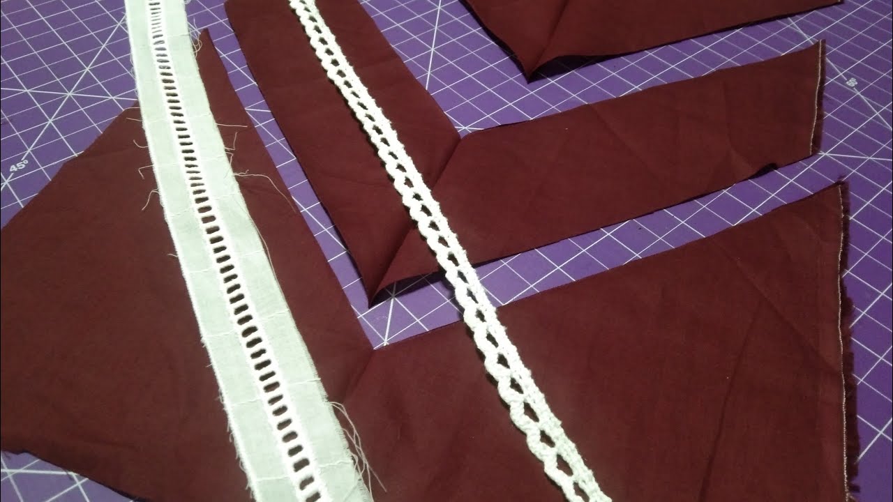 v cut main 2 trha Sy laces lgany ka tareeqa|| joint lace lgana