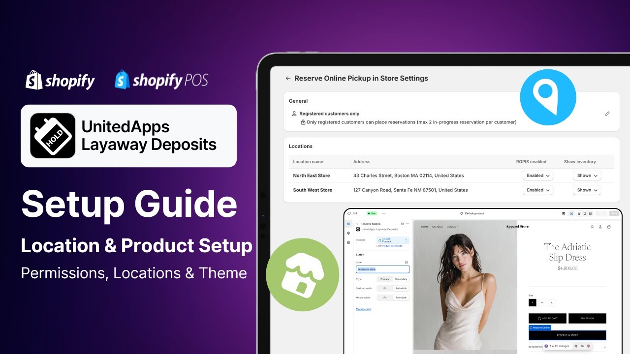 How to setup Shopify product reservations. Customer permissions, locations and storefront