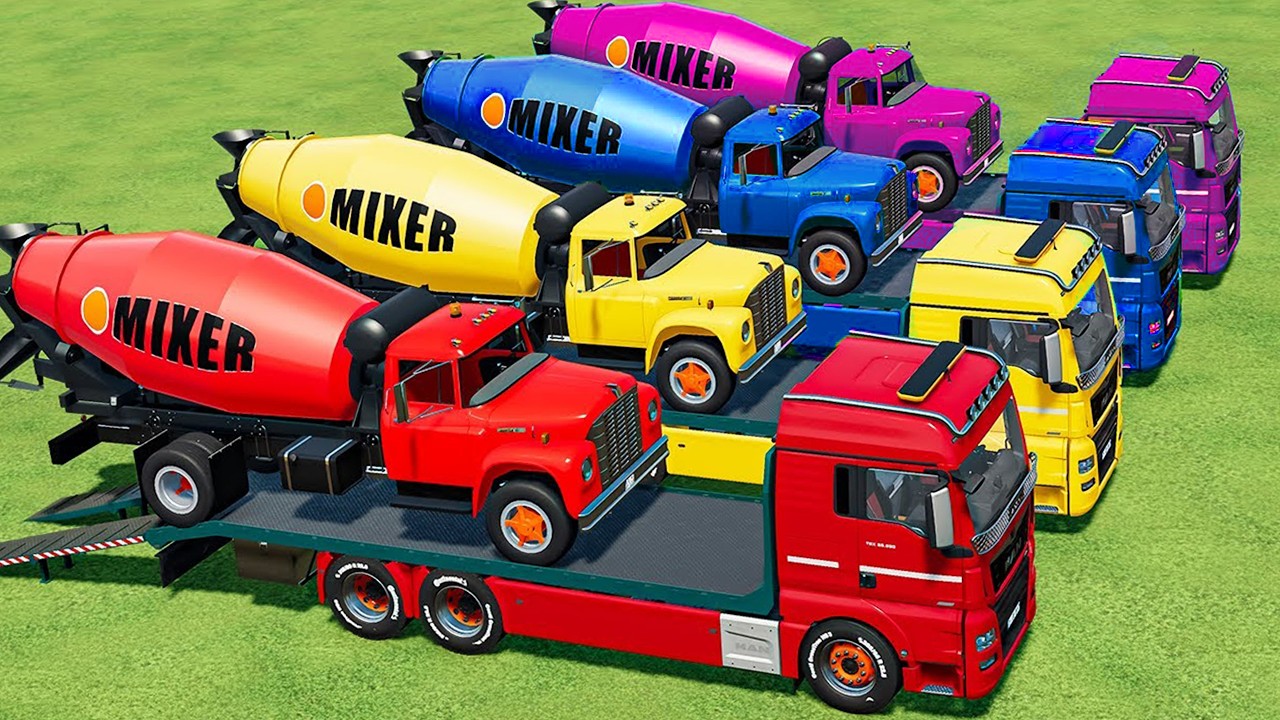 Transport of Colors! BIG MIXER TRUCKS TRANSPORT WITH MAN TRUCKS! Farming Simulator 22