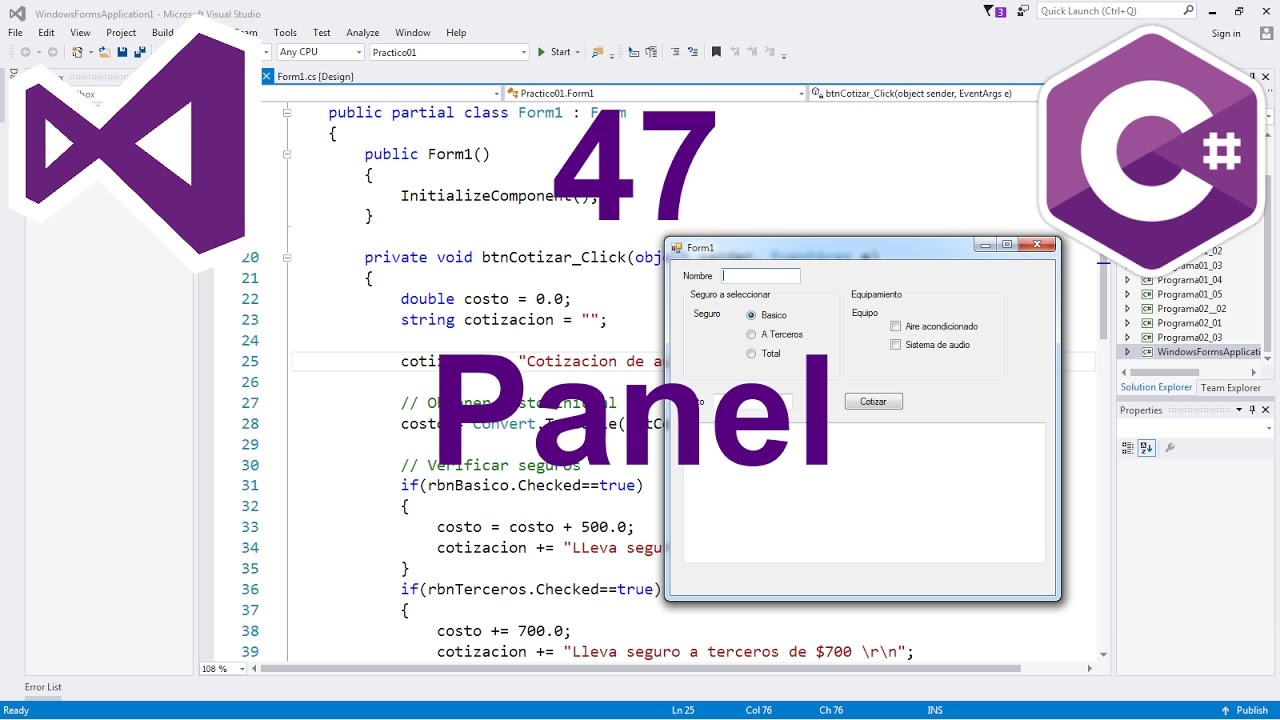 Programación Windows Forms C# 47 --- Panel