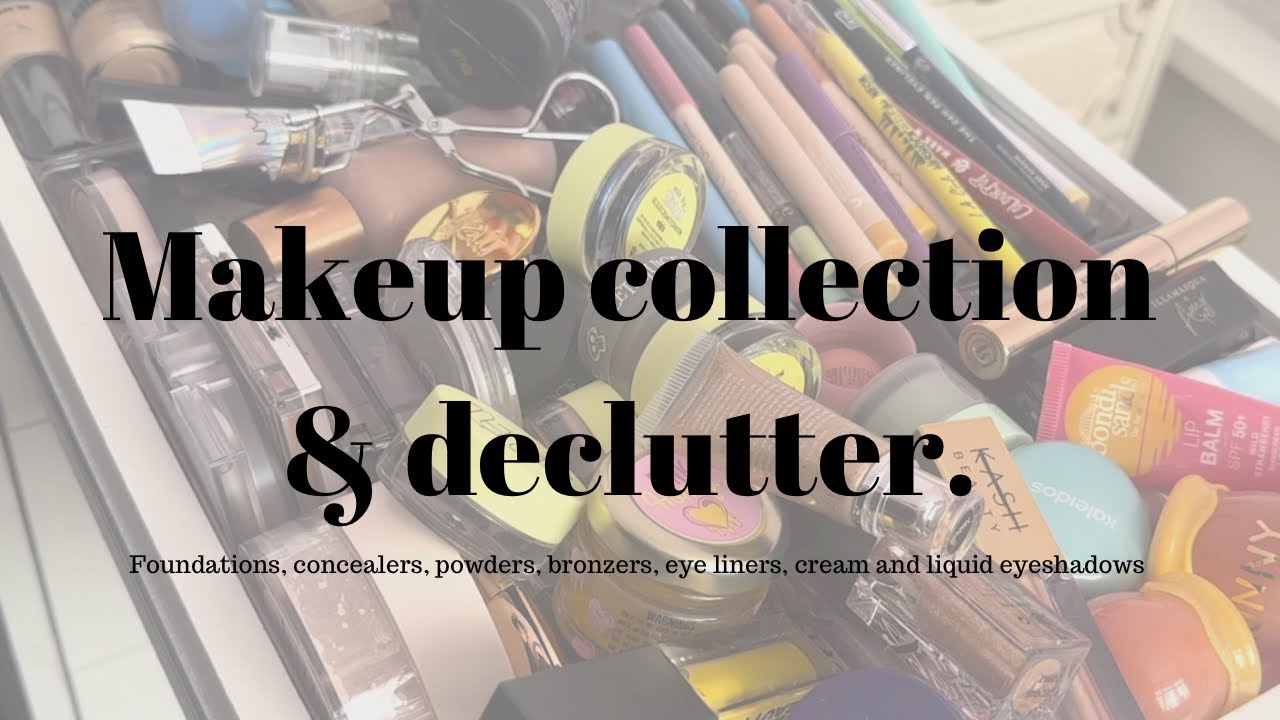 Makeup collection & declutter // part 1 foundations, concealers, bronzers, eye liners, & more!