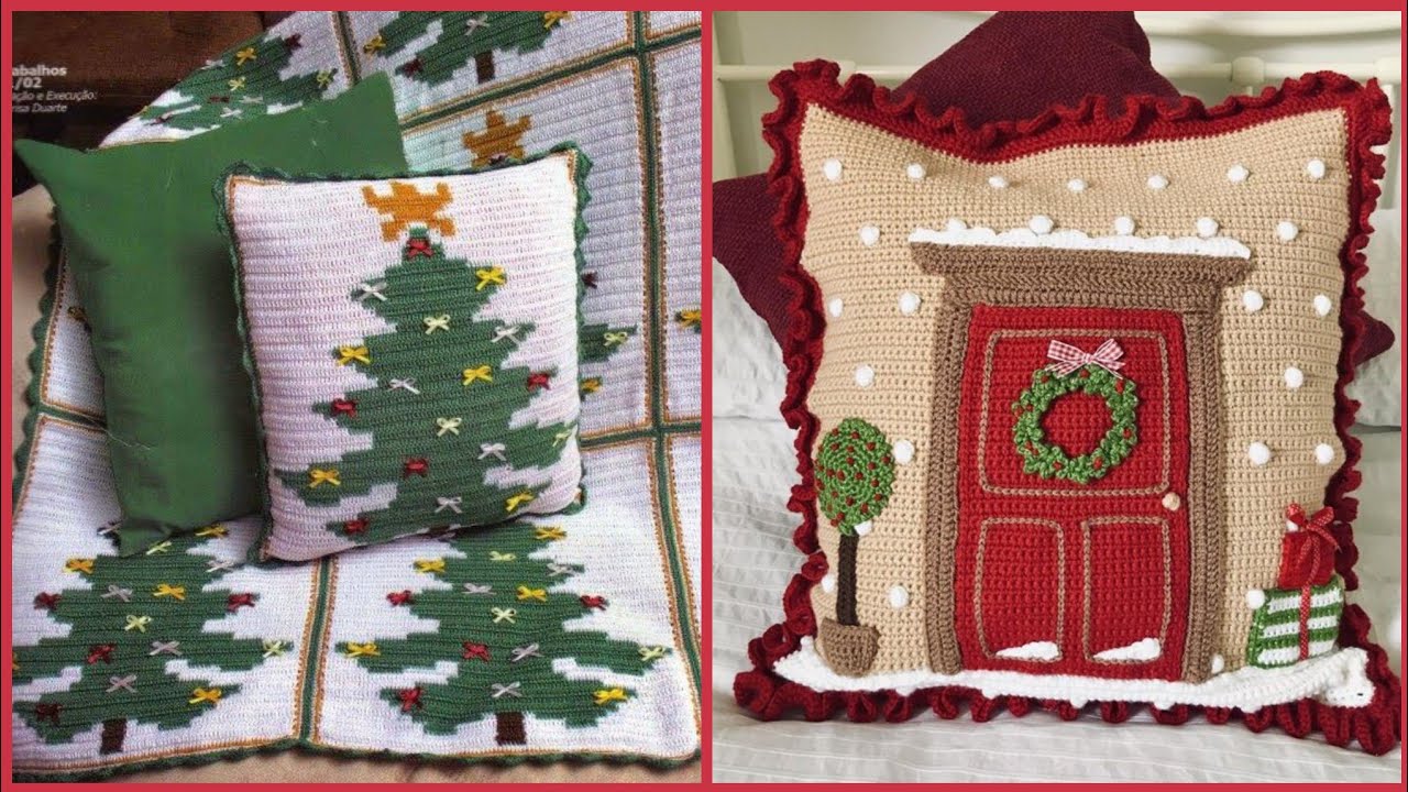 Crochet Christmas Cushion Covers  ideas/Amazing Cushion Designs For Christmas 2020