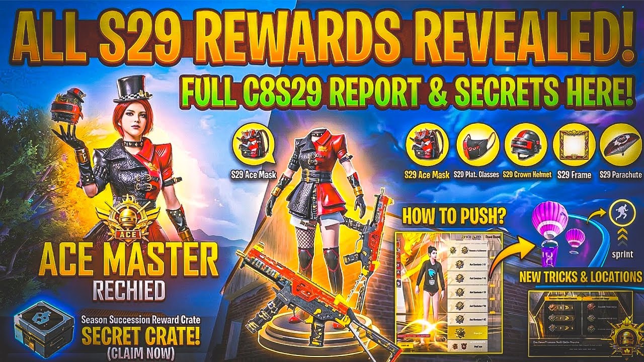 C8S29 Season Rewards is Here 😍 How to Get Conqueror Title & All Tier Rewards | BGMI/PUBG ||