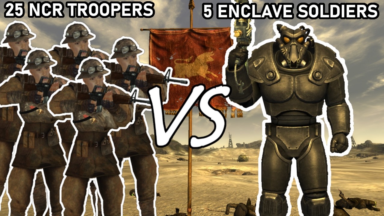Can 25 NCR Troopers DEFEAT 5 Enclave Soldiers? | Fallout New Vegas npc battles