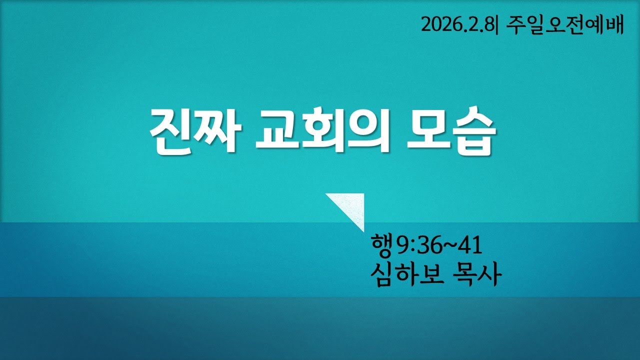 [주일오전예배] 진짜 교회의 모습 (행9:36~41) | 심하보 목사 설교 | 2026.02.8 예배