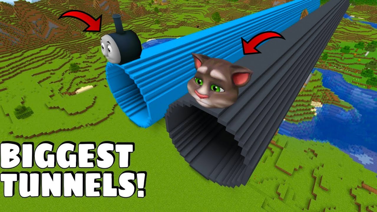 I found BIGGEST TUNNELS OF THOMAS AND TALKING TOM in Minecraft - Gameplay - Coffin Meme