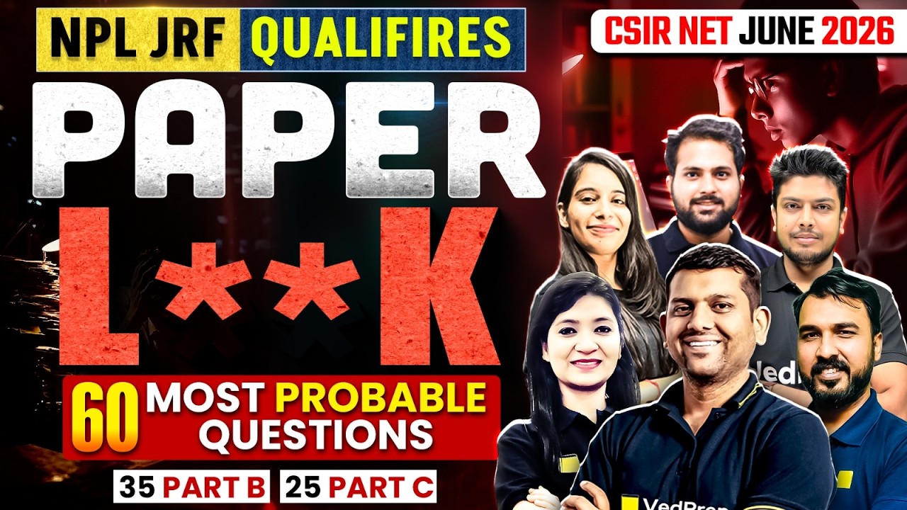 CSIR NET Chemical Sciences June 2026 | Paper L**K | 60 Most Probable Questions | Paper Prediction