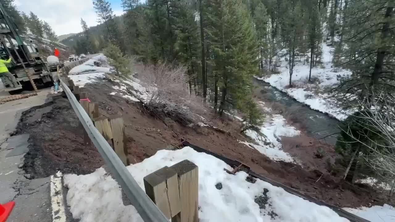 Landslide damage closes Highway 95, repairs underway