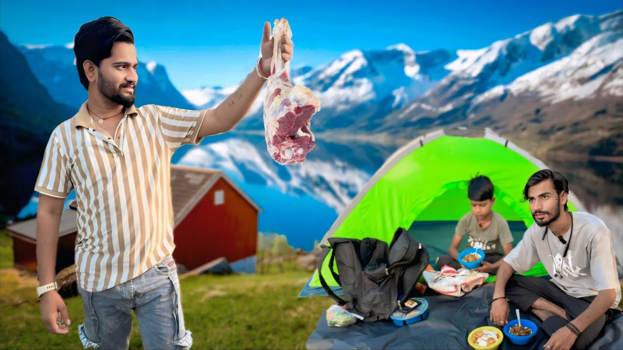 Jungal me camping mutton kese banaye How to make Mutton Desi style mutton video dm vlogs Narwar 