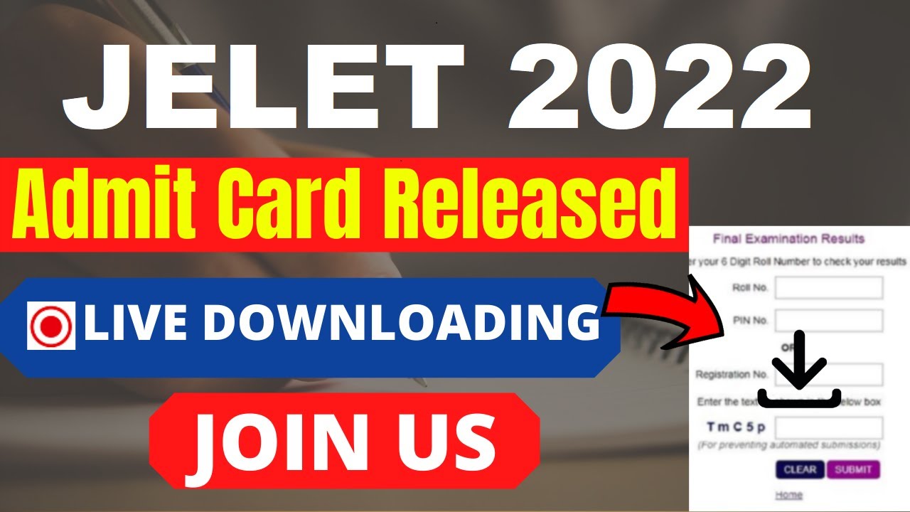 JELET 2022 Admit Card (Released) - How To Downoad JELET Admit Card 2022