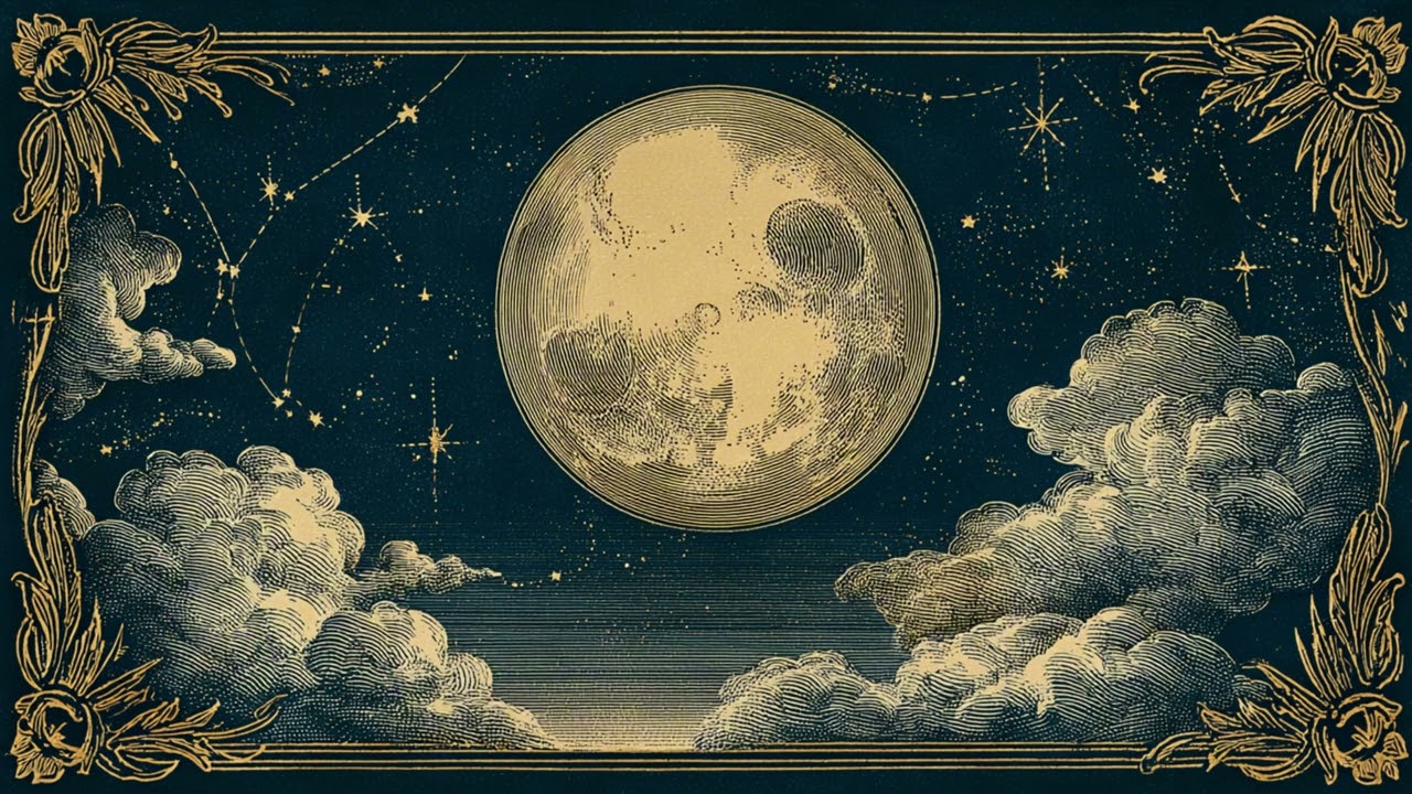 Celestial Engraving | Vintage Moon Frame TV Art