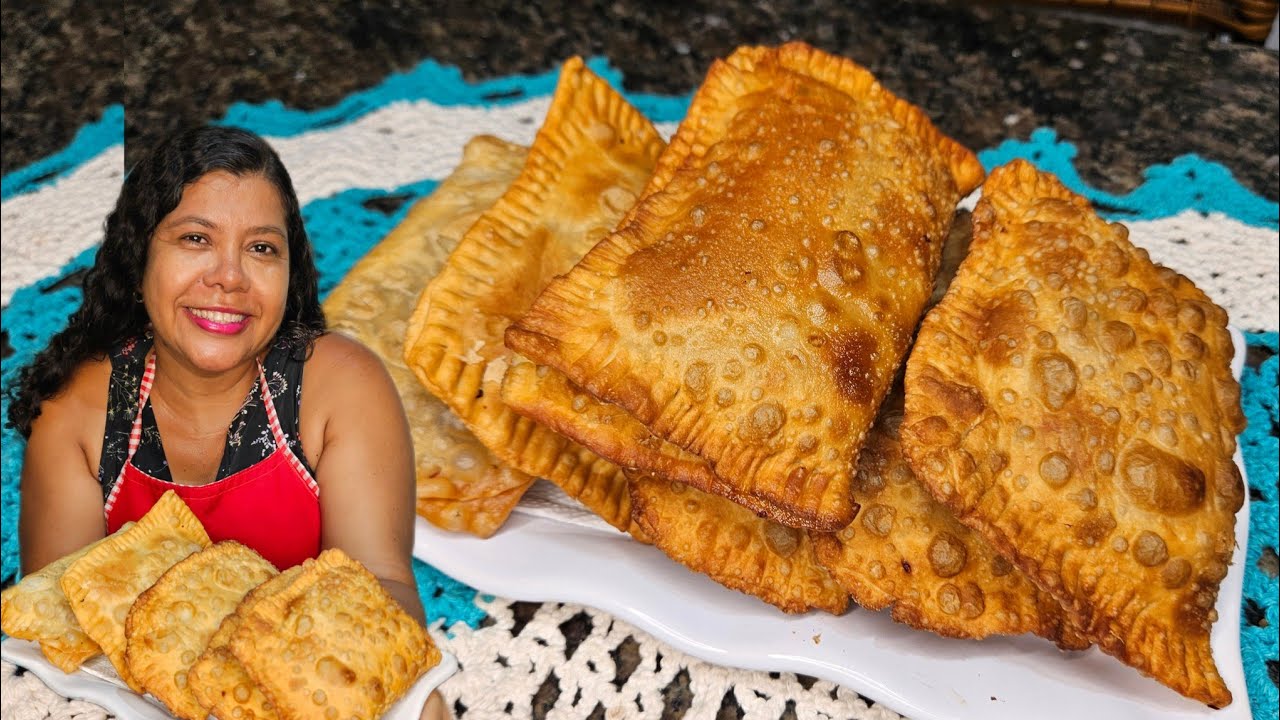 Como fazer pastel de carne seca com banana, sequinho e crocante! | Vanuza Santos 