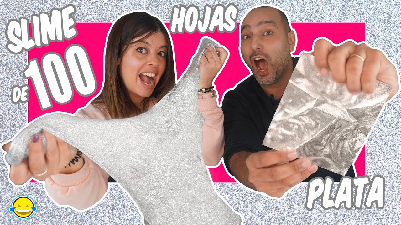 MEZCLANDO 100 HOJAS de PLATA EN UN SLIME!! Mixing 100 SILVER Paper into a giant clear slime!