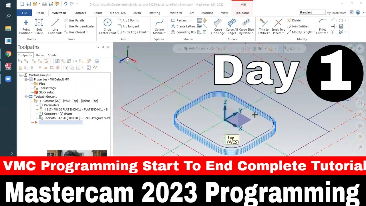 Mastercam 2023 -2022 Cnc Vmc Programming tutorial from Start| Mastercam programming Tutorial
