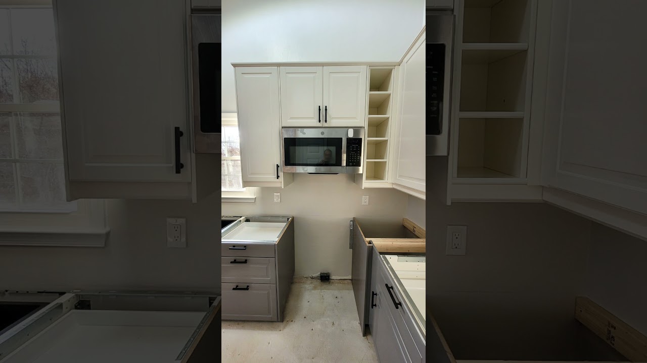 Work in progress... We are installing this IKEA kitchen with BODBYN off-white and grey cabinets
