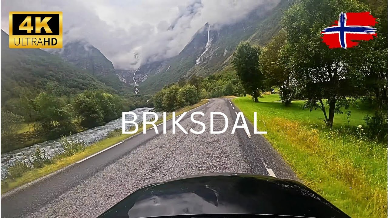 4K Scenic drive from Stryne(Norway) through Olden to Briksdal Glaciers and short scenic walk