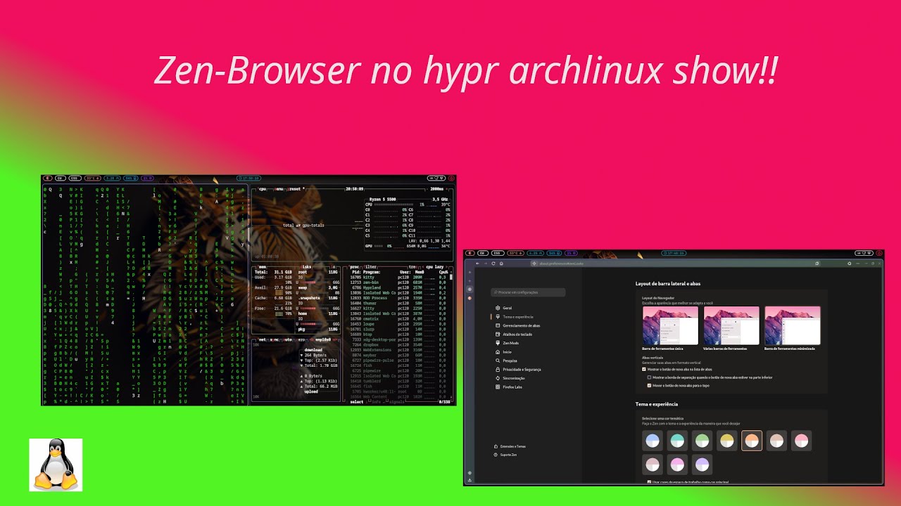 Testando o Zen Browser no Hyprland  Arch Linux! 🌐🚀 [Leve e Minimalista] Show!!!