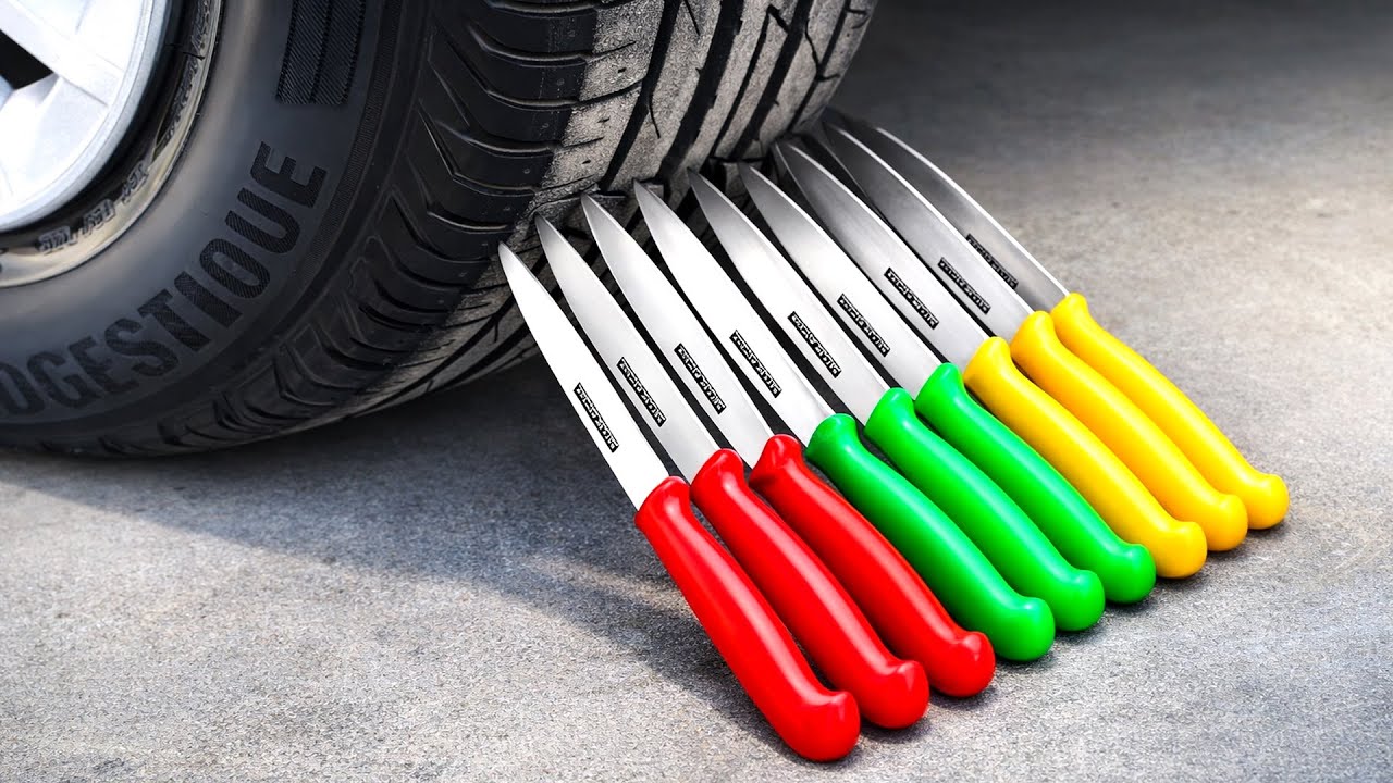 Experiment Car vs Knives 🔪🚗 | Crushing Crunchy & Soft Things by Car!