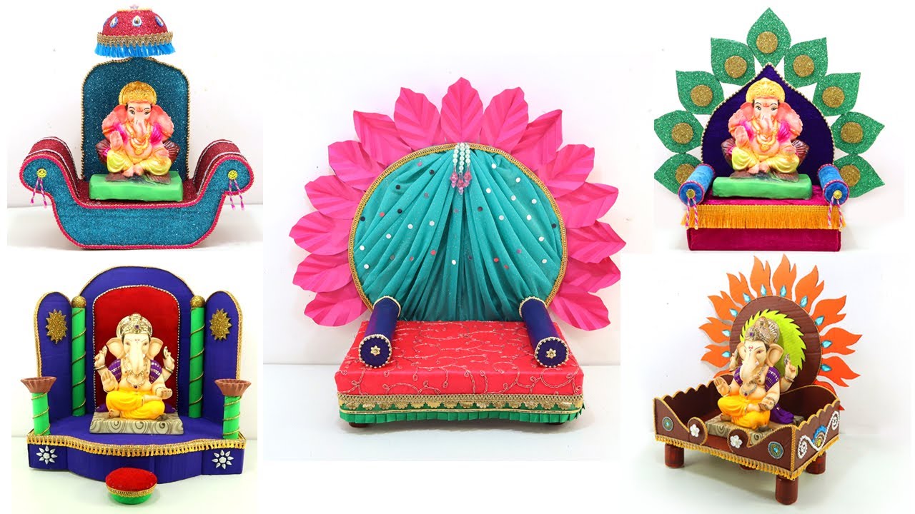 5 Easy Ganpati Decoration Ideas at Home l DIY Ganpati Decoration l Sonali's Creations