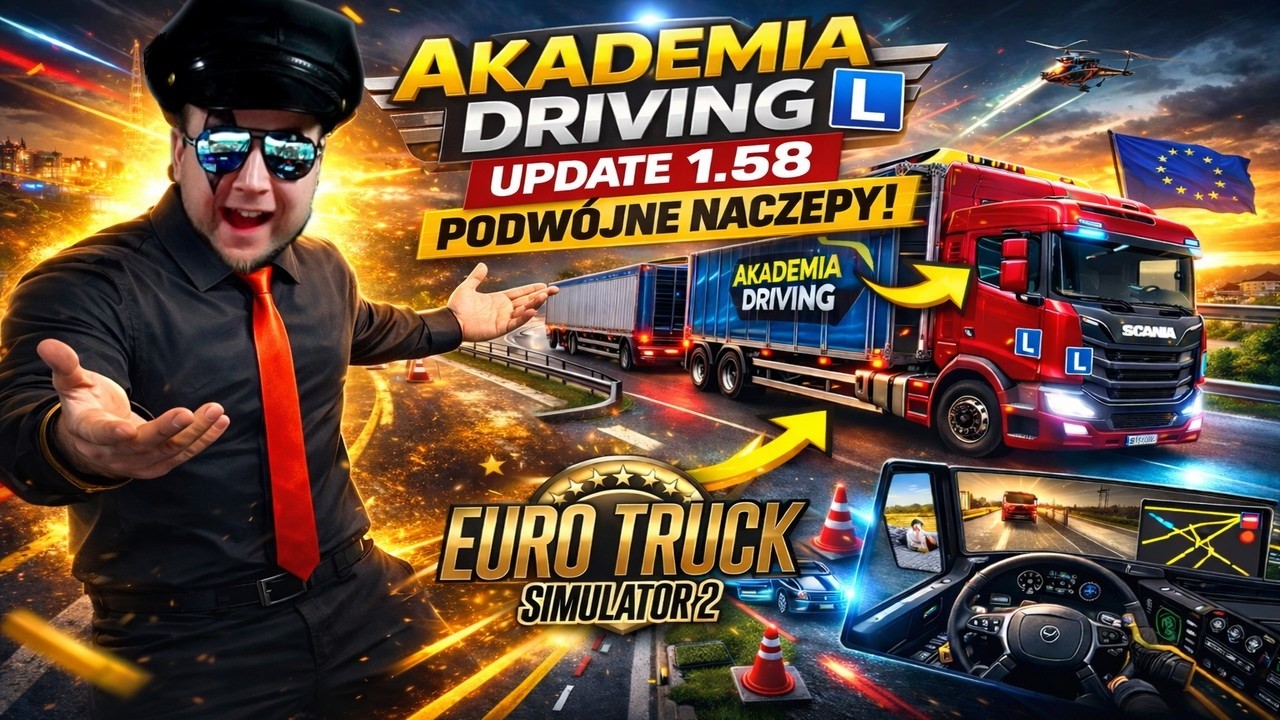 Szkoła Jazdy w ETS2 – Najtrudniejszy Egzamin! Podwójne przyczepy ? To dopiero hardkor
