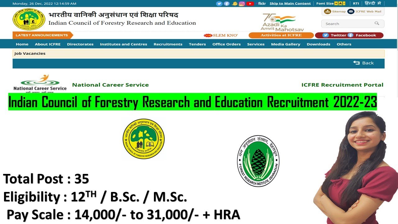 Indian Council of Forestry Research and Education Recruitment 2022-23 I ICFRE recruitment 2022-23
