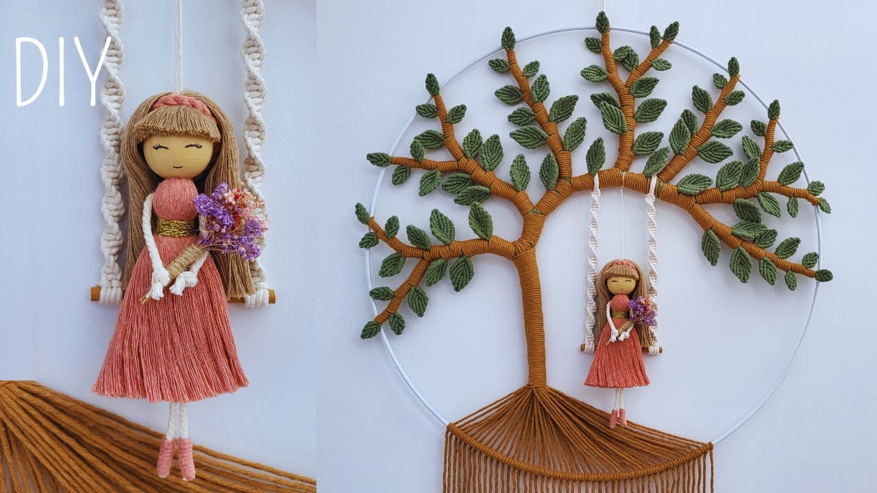 🌳👧🌺DIY Árbol +  Muñeca de Macrame (paso a paso) | DIY Macrame Tree + Doll Tutorial