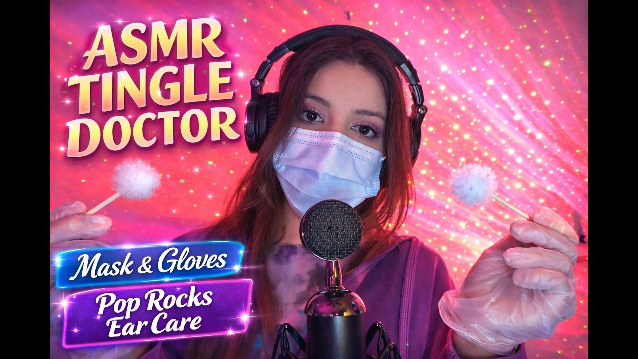 Tingle Doctor ASMR 😷 Mask Crinkles, Latex Gloves & Pop Rocks. Ear Pick Mic Cleaning + Mouth Sounds