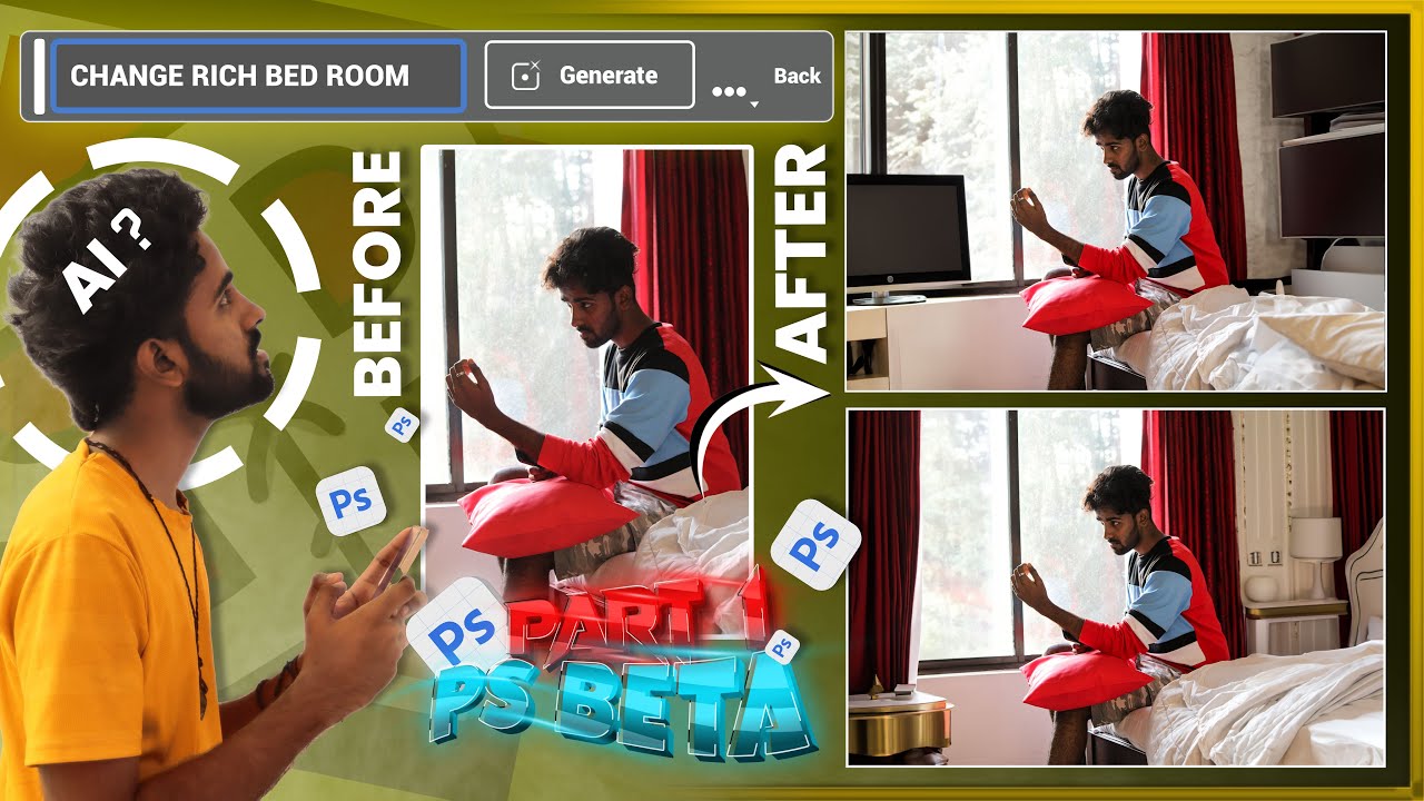 HOW I CHANGE MY ROOM😱? WITH AI GENERATIVE FILL SHOCKING RESULTS  | தமிழ் |   #photoshop #freeediting