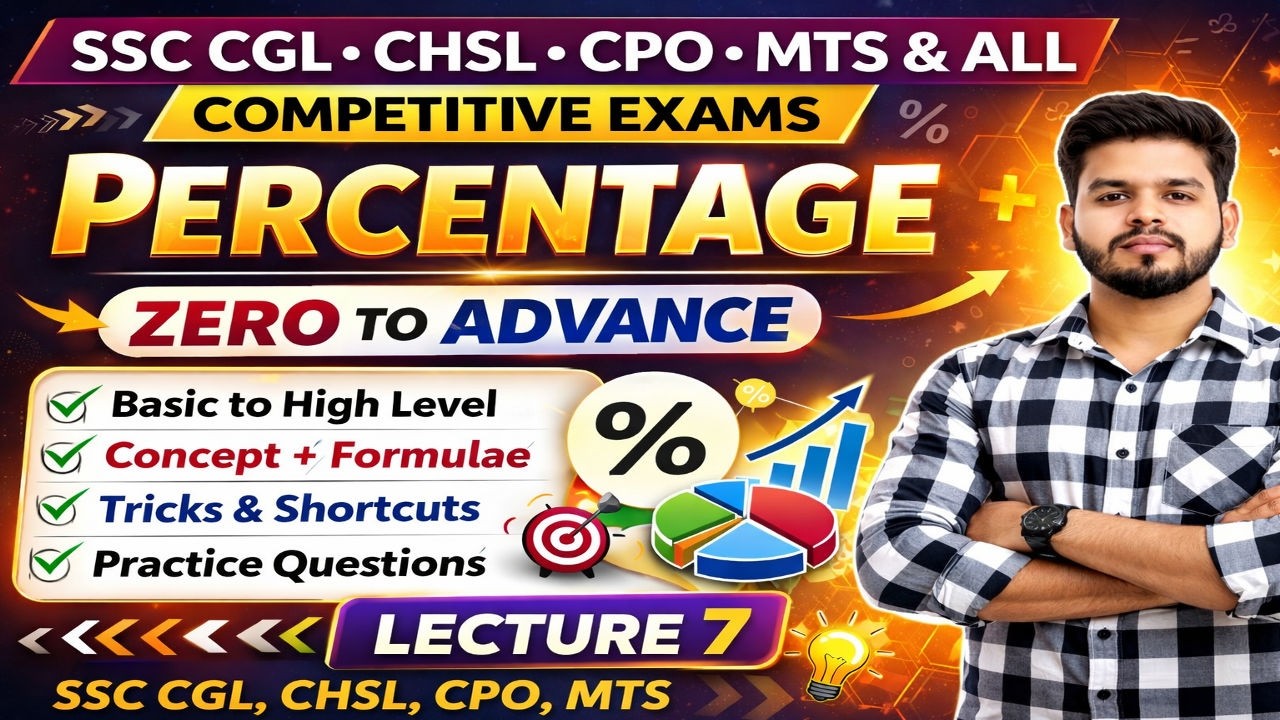 Percentage प्रतिशत Full Concept Lec—07 | SSC CGL / CHSL 2026 | Maths