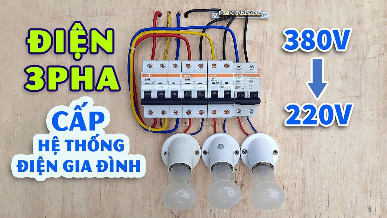 Cách Đấu CB Lấy Điện 220V Từ Nguồn Điện 3 Pha Cấp Cho Hệ Thống Điện Gia Đình