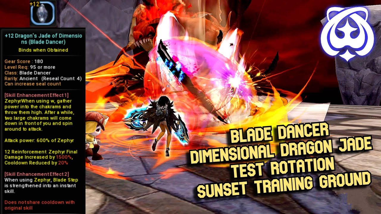 Blade Dancer Dimensional Dragon Jade Test Rotation Sunset Training Ground F29 : +12 Jade Enhancement