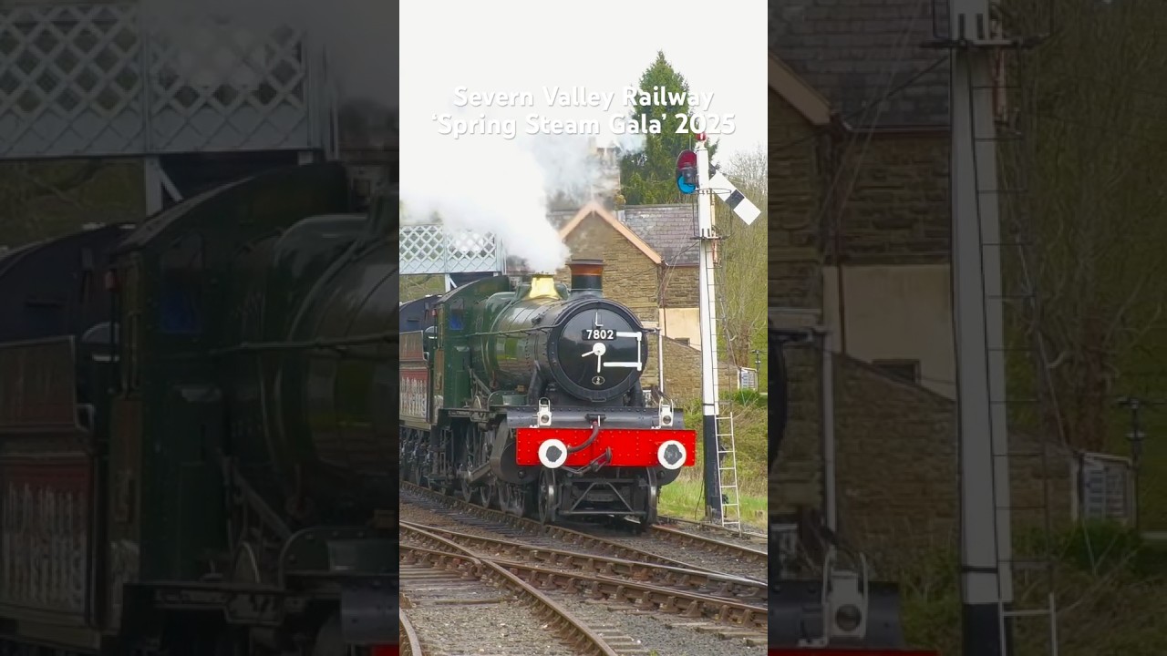 7802 &lsquo;Bradley Manor&rsquo; barks out of Highley #gwr #7802 #severnvalleyrailway #gala #steam #noise