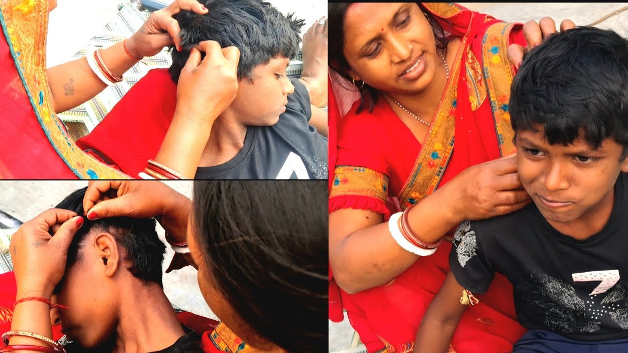 “माँ ने बेटे के बाल साफ किए 😲 | Hair Checking ASMR | Village Life Vlog