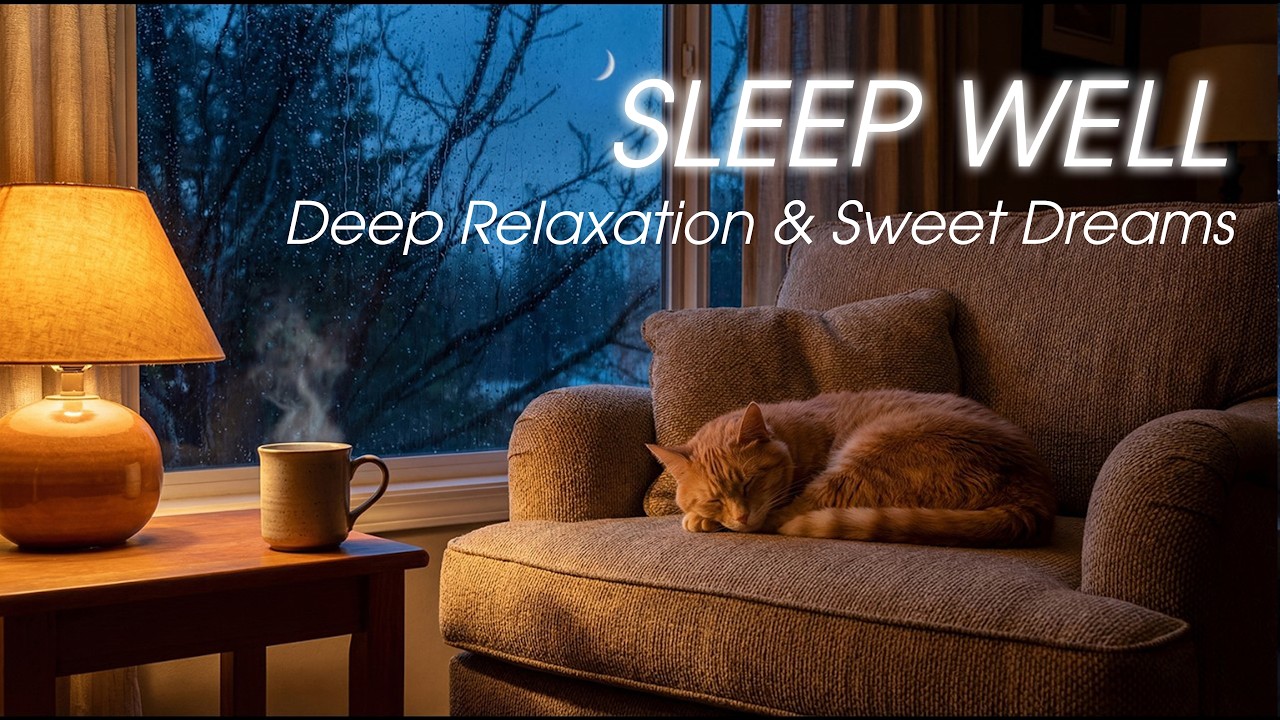 Cozy Rainy Night: Sleeping Cat & Rain Sounds for Deep Sleep and Relaxation