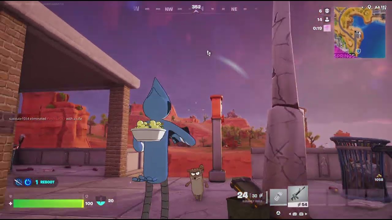Fortnite Modercai and Rigby win using their own fist of justice