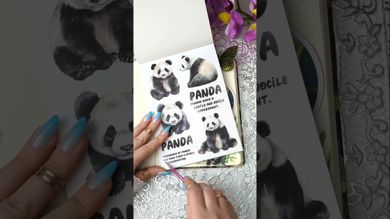 ASMR |🐼Panda theme 🐼| Creative Journal | journal with me!#journal #asmr #scrapbook #art  #fun