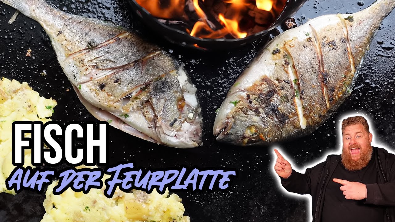 Fisch auf der Feuerplatte / Plancha mit Smashed Garlic Potatoes - BBQ & Grillen für jedermann