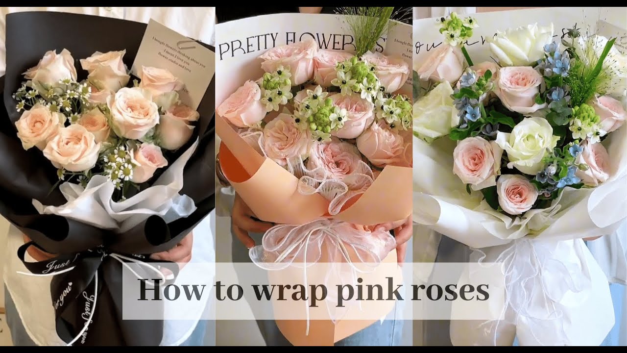 Pink Roses Floral Bouquet Wrapping Tutorials(48) | Flower Bouquet Wrapping Technique & Idea