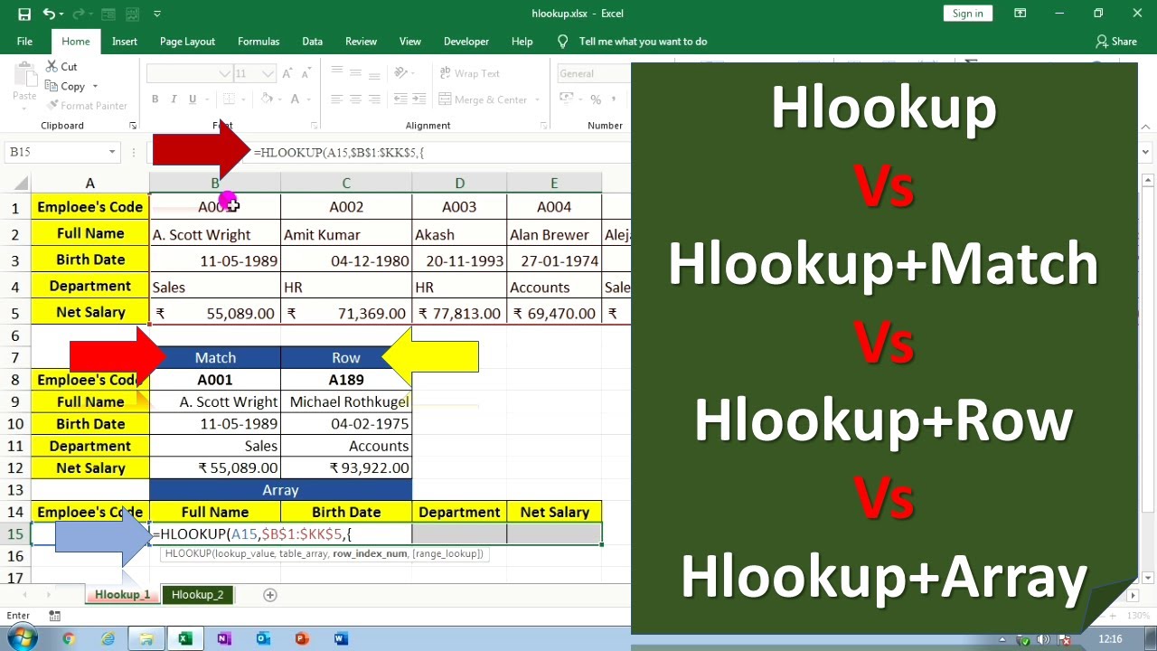 Hlookup with array formula in excel |Hlookup with row function |Hlookup with match formula in excel🔥