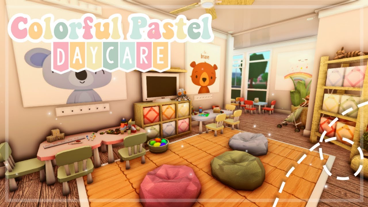 No Advanced Placing Colorful Pastel Two Story Daycare I Part 2 I Bloxburg Speedbuild and Tour