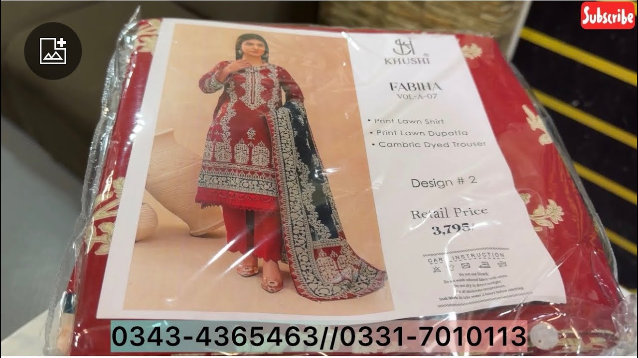 Original brand KHUSHI Printed Lawn 3-Pc Ramzan offer 