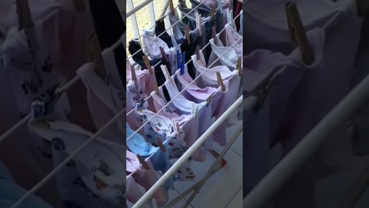 O pessoal olhem s&oacute; que legal &eacute; esse varal de p&eacute;, ele cabe em qualquer lugar.