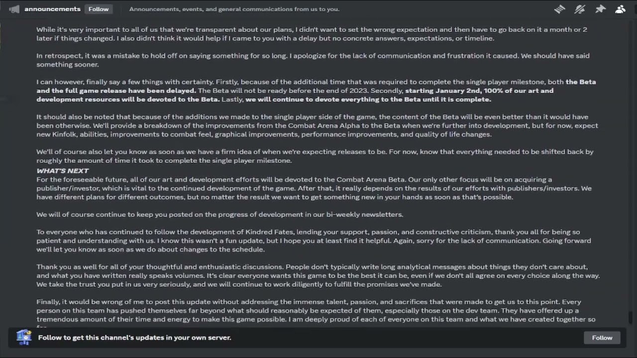 Kindred Fates Delay And Beta News